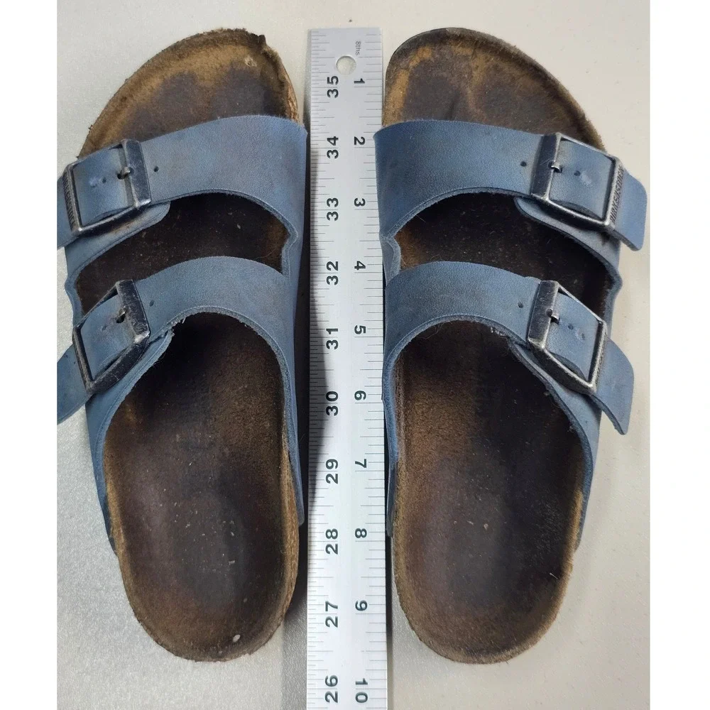 Birkenstock Arizona Kids Blue Birko-Flor Two Strap Buckle Slide Sandals